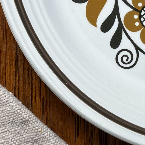 Folklore Ironstone Ware by Myott England 2 Dinner Plates 10" Brown Flowers - Picture 7 of 13